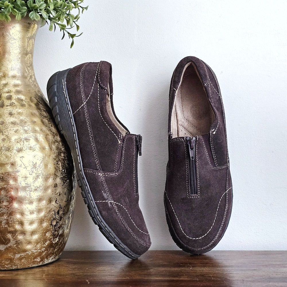 Naturalizer Brown Suede Zip Loafers Slip-On Comfort Walking Shoes Women’s 10M